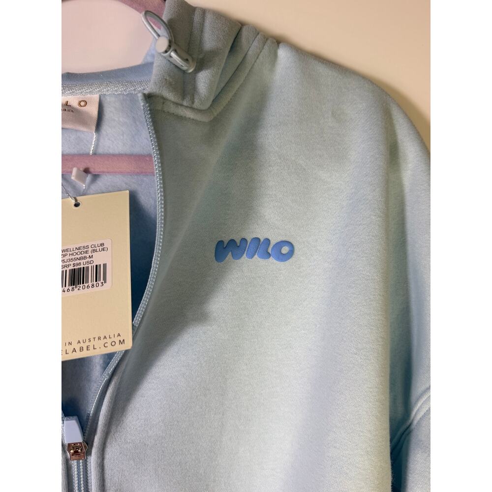 Wilo The Label Wellness Club Crop Zip Hoodie Blue Women’s Size M - Picture 7 of 8